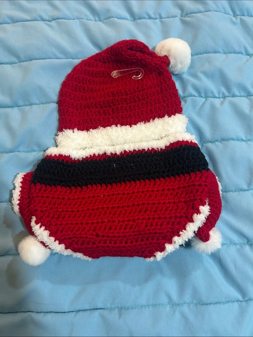 Red Santa Crochet Baby Hat & Diaper Cover Set